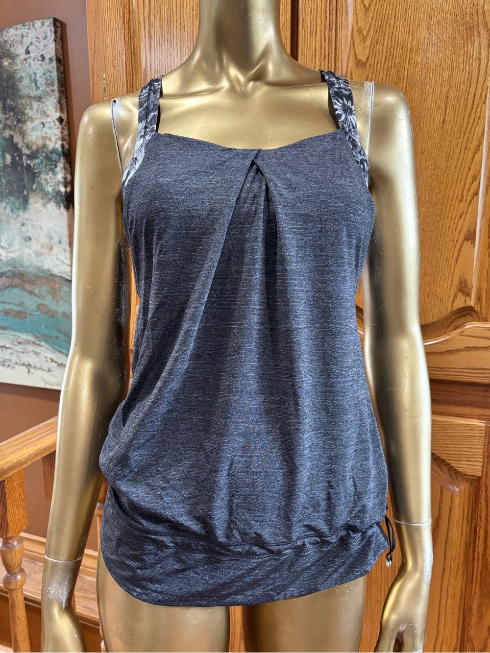 lululemon athletica Charcoal Gray Tank with Patterned Straps